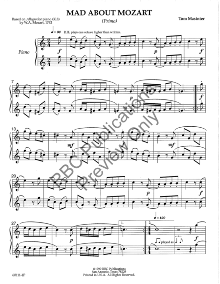 Mad About Mozart Piano Duet Choir scores gallery preview page 4