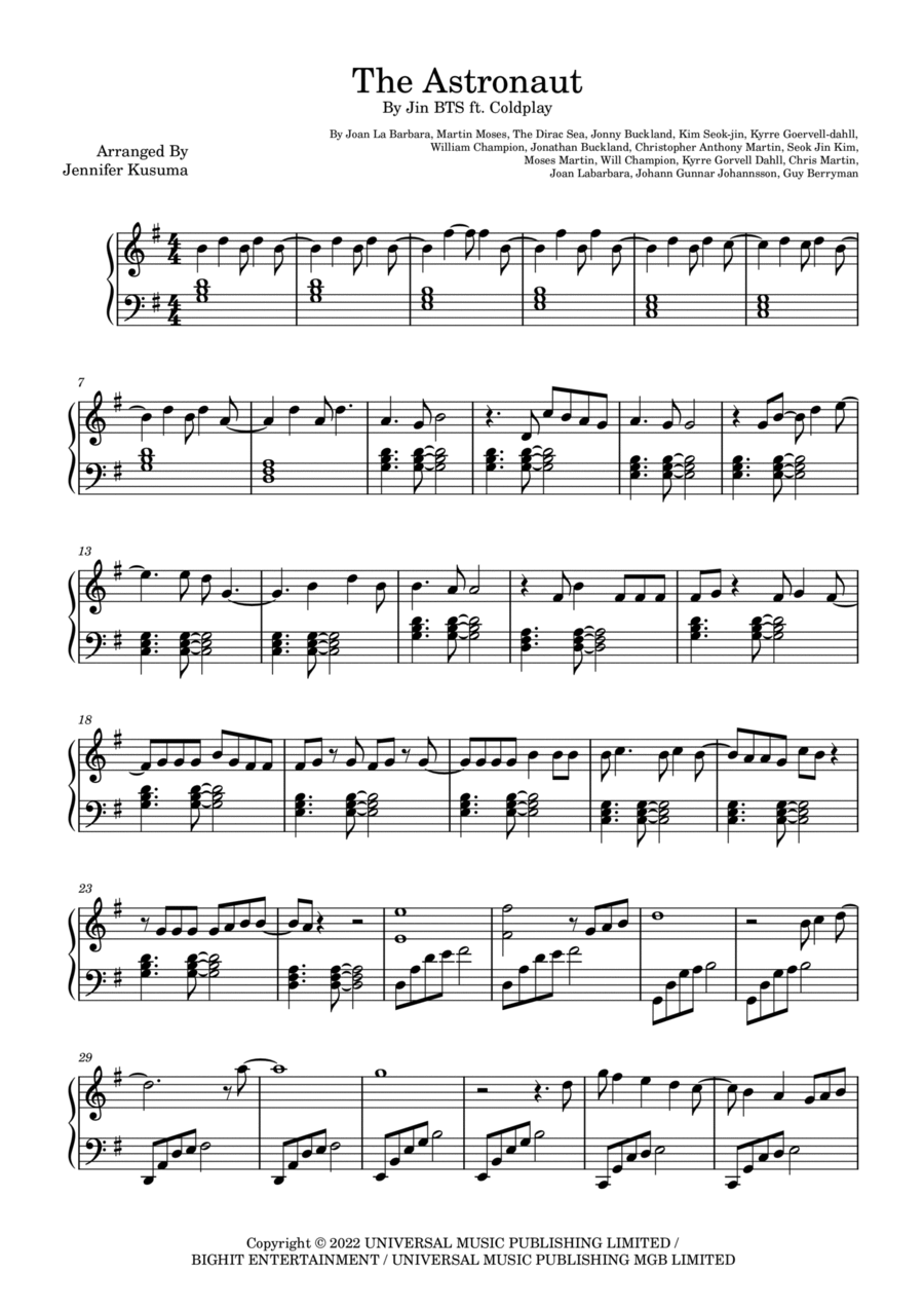 The Astronaut Piano Solo scores gallery preview page 1