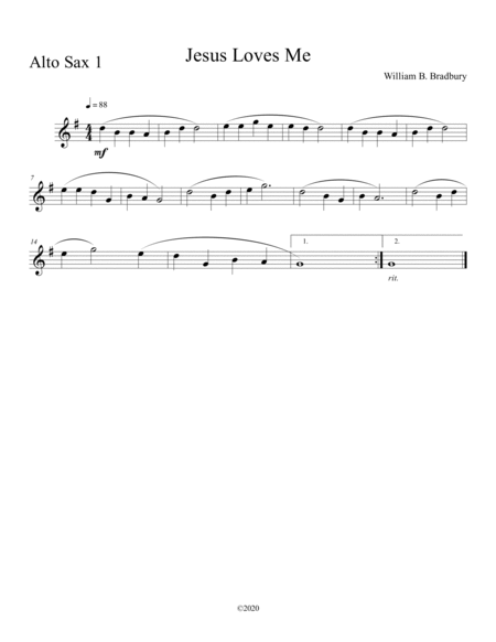 Jesus Loves Me (alto sax duet) with optional piano accompaniment image number null