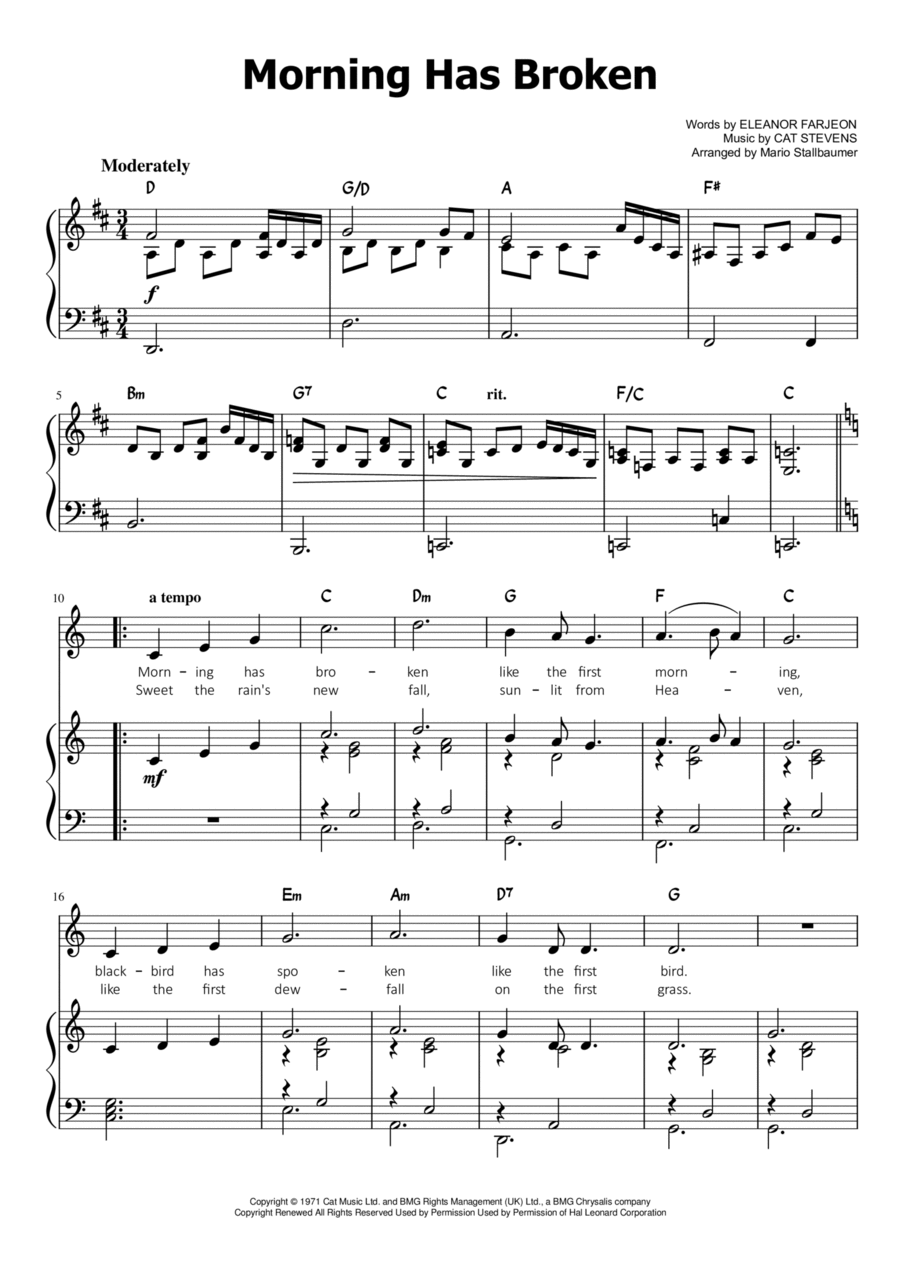 Morning Has Broken Voice scores gallery preview page 1