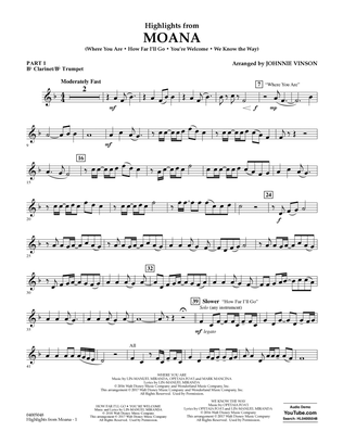 Highlights from Moana - Pt.1 - Bb Clarinet/Bb Trumpet
