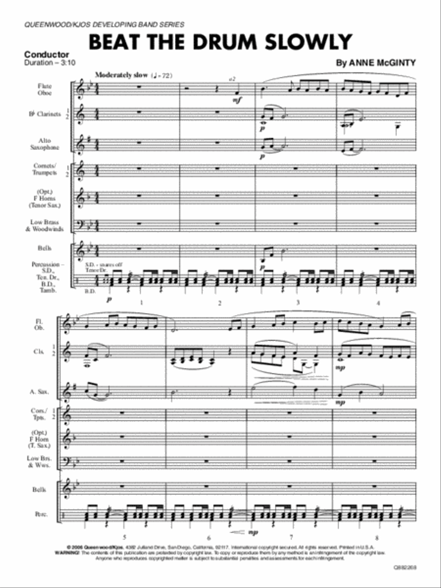 Beat the Drum Slowly Concert Band scores gallery preview page 2