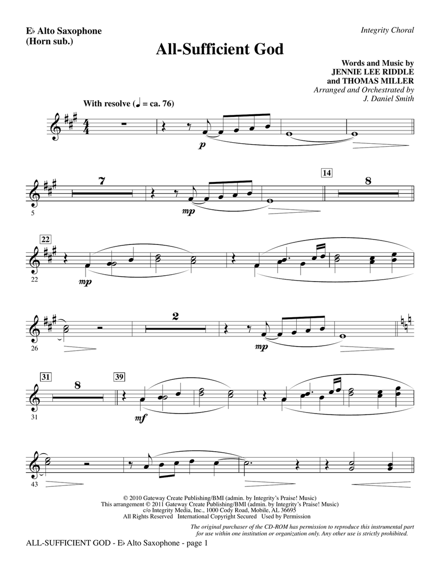 All-Sufficient God - Alto Sax (sub. Horn)