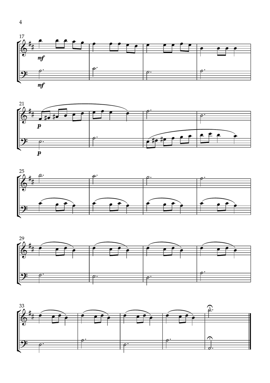 8 EASY CHRISTMAS SONGS for Trumpet in Bb and Cello Trumpet Duet scores gallery preview page 4