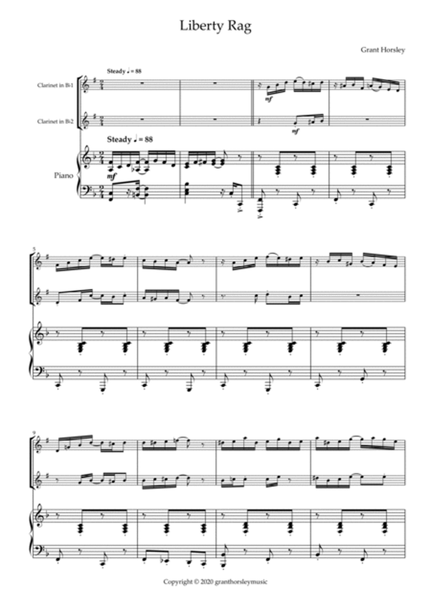 "Liberty Rag" For Clarinet Duet and Piano image number null