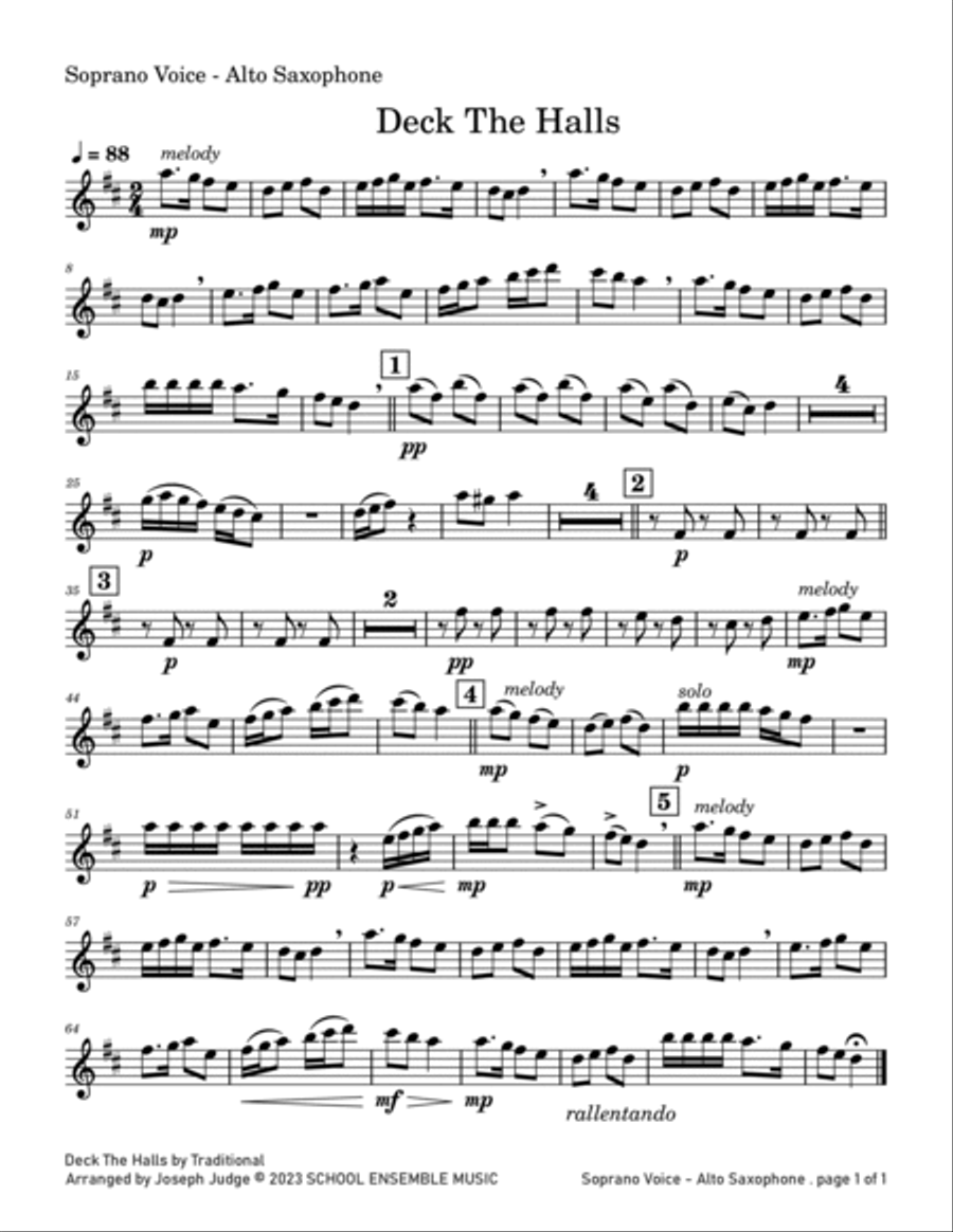 Deck The Halls for Saxophone Quartet in Schools Saxophone Quartet scores gallery preview page 5