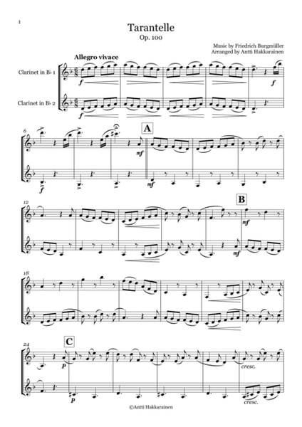 Tarantelle Op. 100 - Clarinet Duet