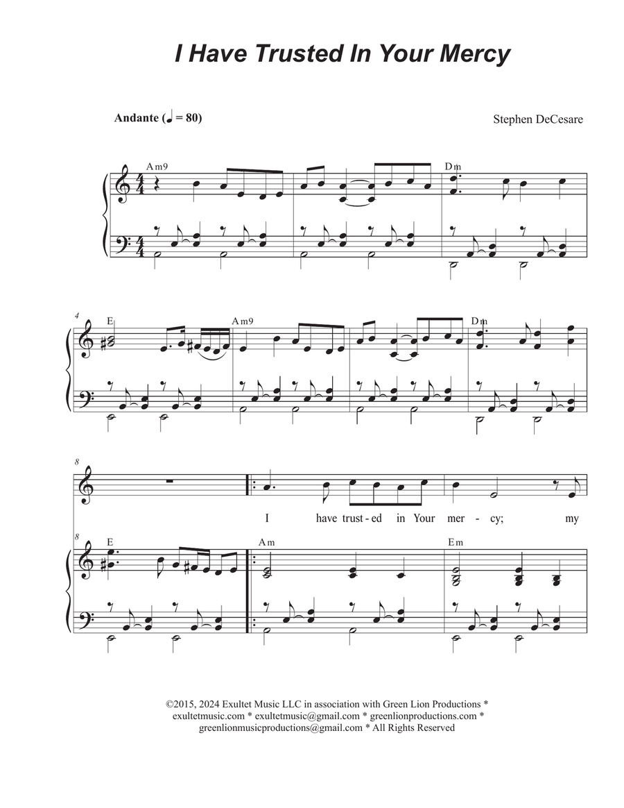 I Have Trusted In Your Mercy (Vocal solo)