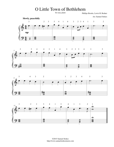 O Little Town of Bethlehem - for easy piano image number null