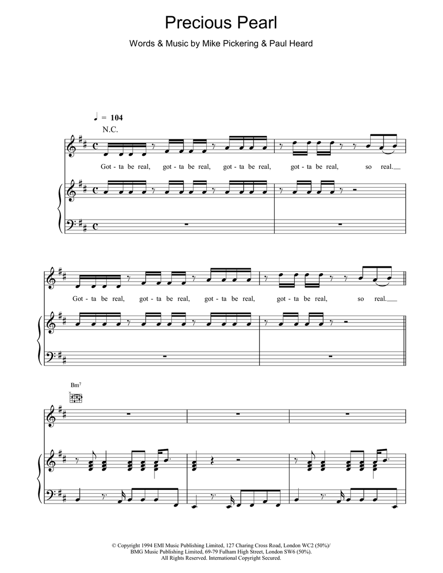 Precious Pearl Piano, Vocal, Guitar scores gallery preview page 1