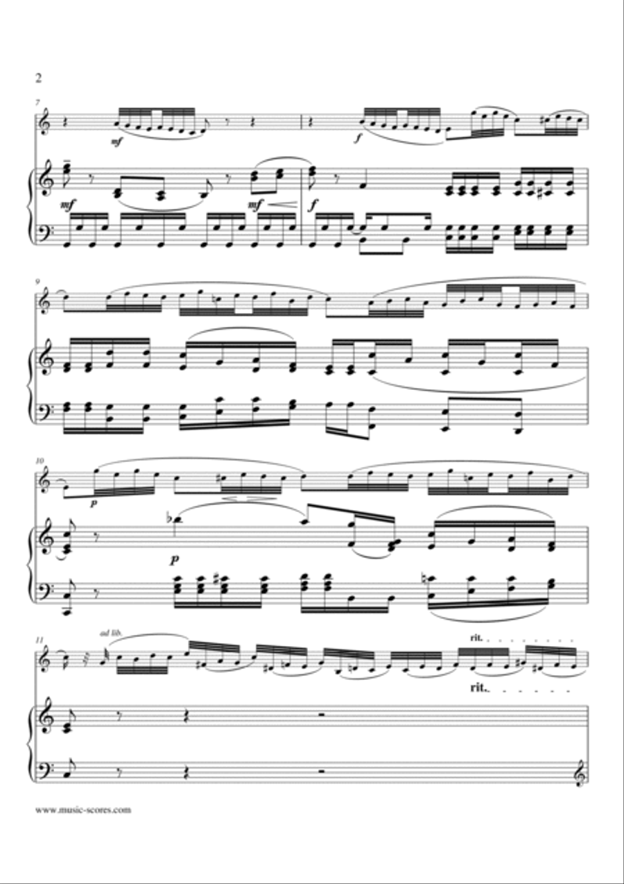 Cimarosa Larghetto - 1st movement from Oboe Concerto - Oboe and Piano - A minor Piano scores gallery preview page 2