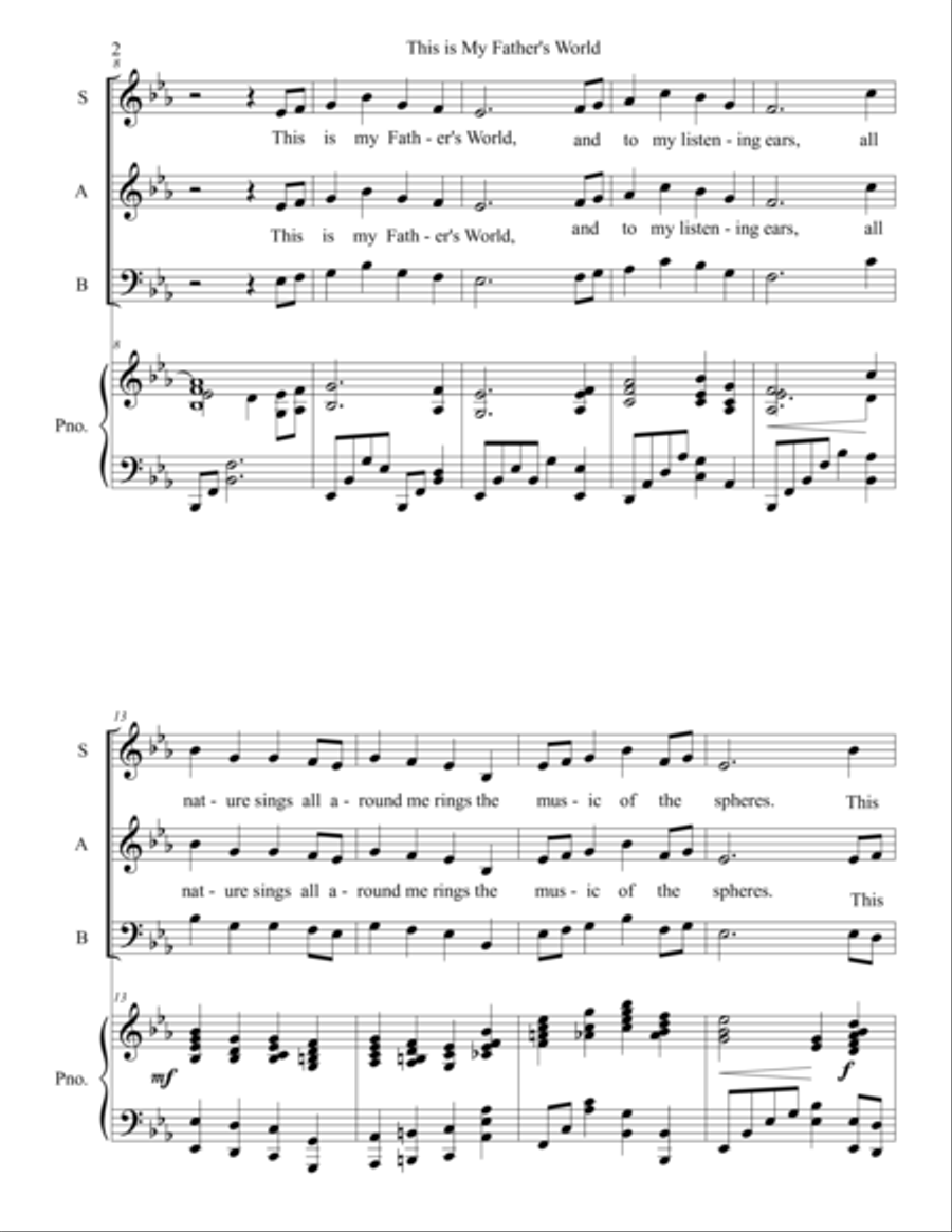 This is My Father's World 3-Part scores gallery preview page 2