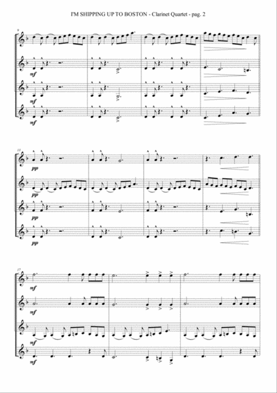 I'm Shipping Up To Boston Clarinet Quartet scores gallery preview page 3