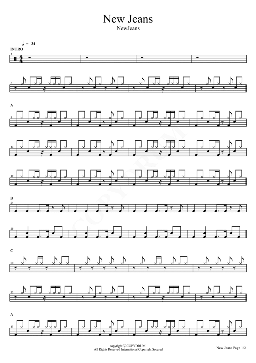 New Jeans Drum Set scores gallery preview page 1