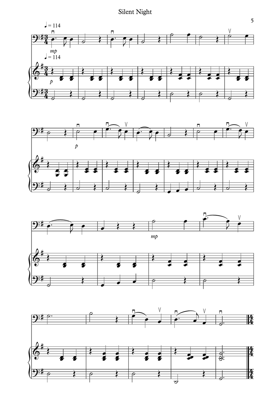 8 Easy Christmas Pieces for Double Bass And Piano String Duet scores gallery preview page 5