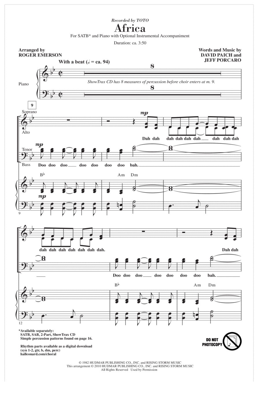 Africa (arr. Roger Emerson) 4-Part scores gallery preview page 1