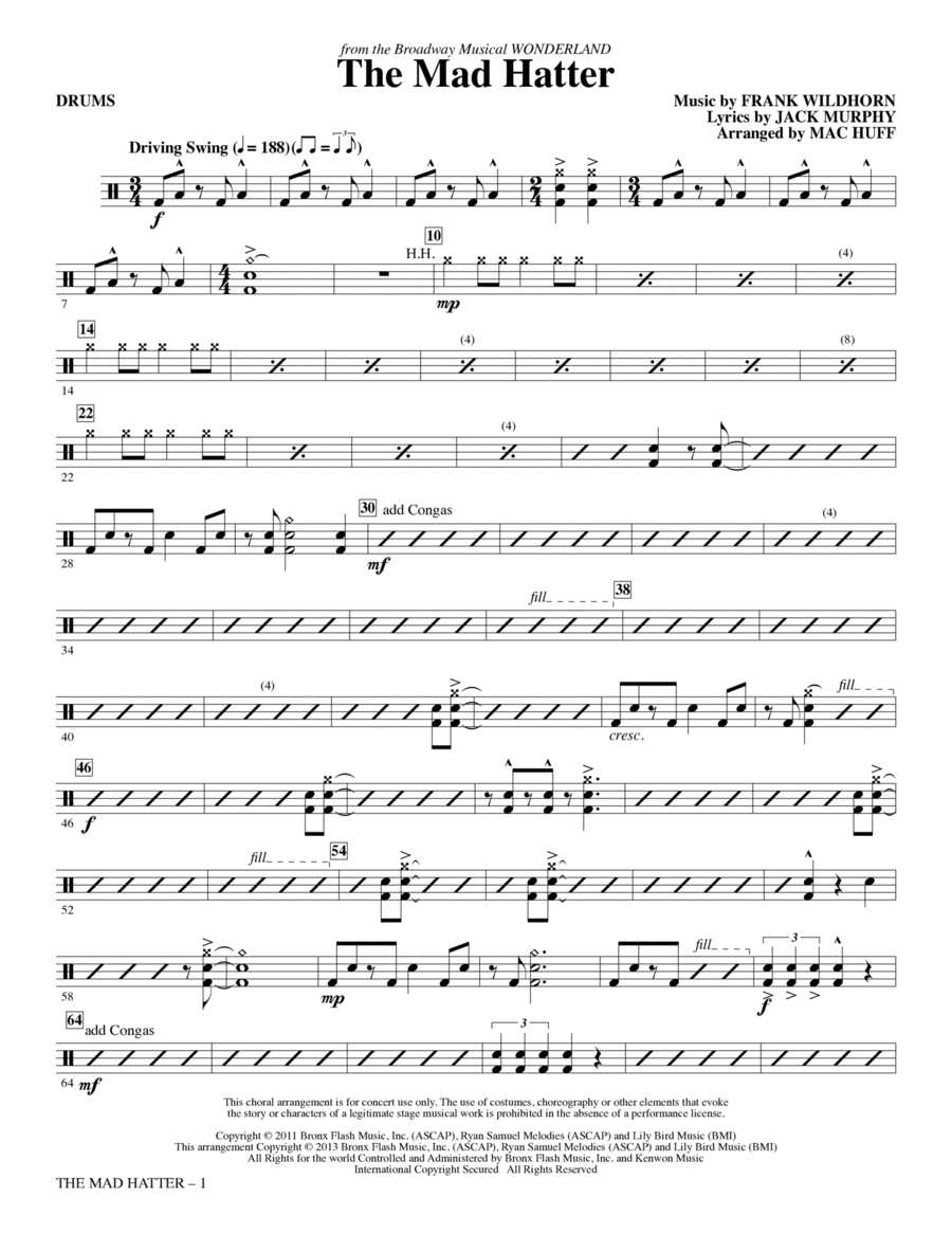 The Mad Hatter - Drums Choir scores gallery preview page 1
