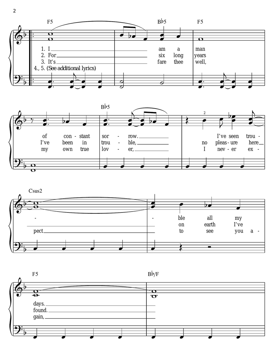 I Am A Man Of Constant Sorrow Easy Piano scores gallery preview page 2