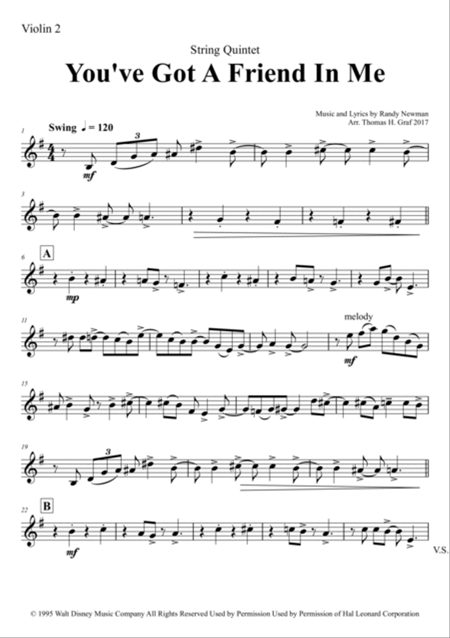 You've Got A Friend In Me String Quintet scores gallery preview page 6