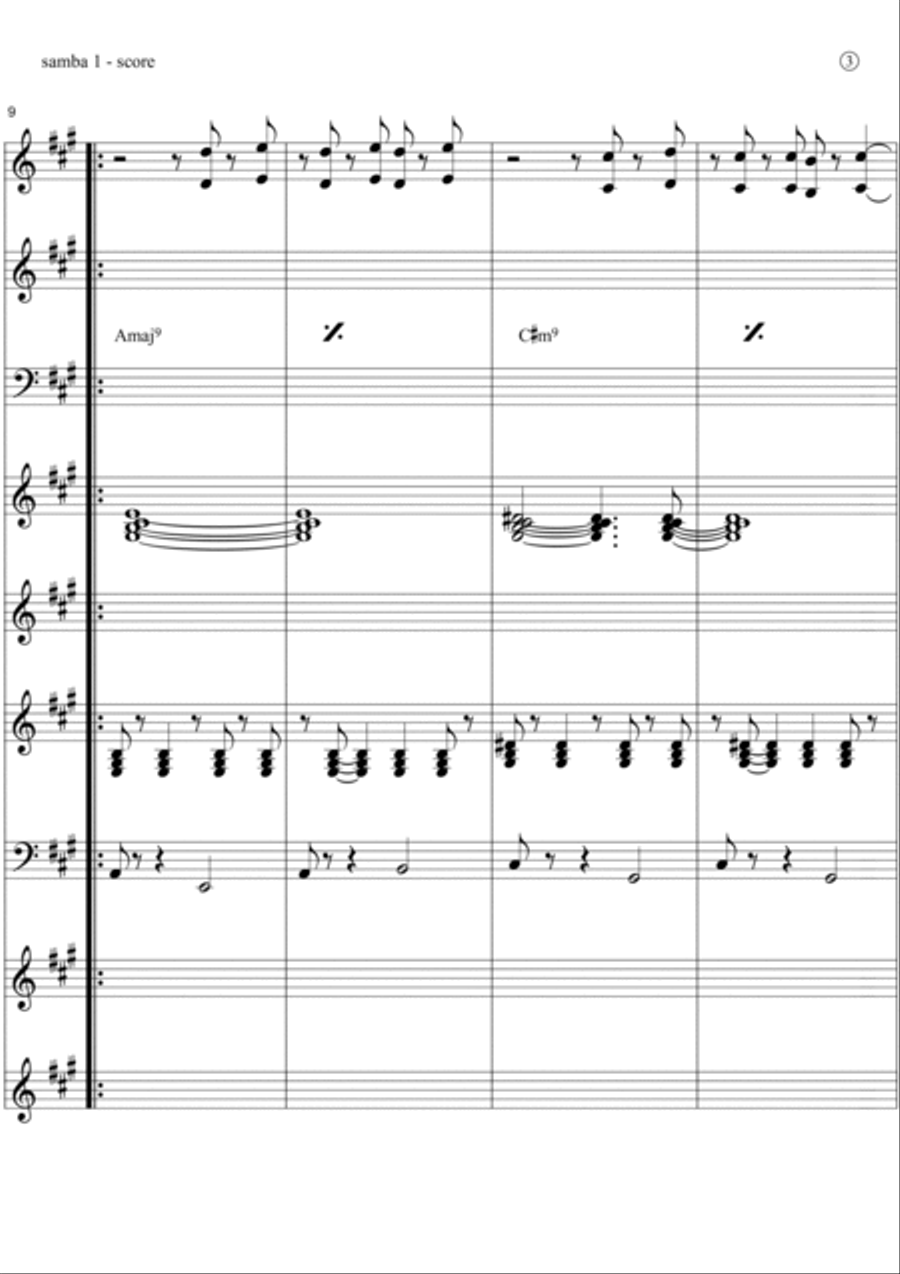 MY SAMBA #1 (to students) Jazz Ensemble scores gallery preview page 3