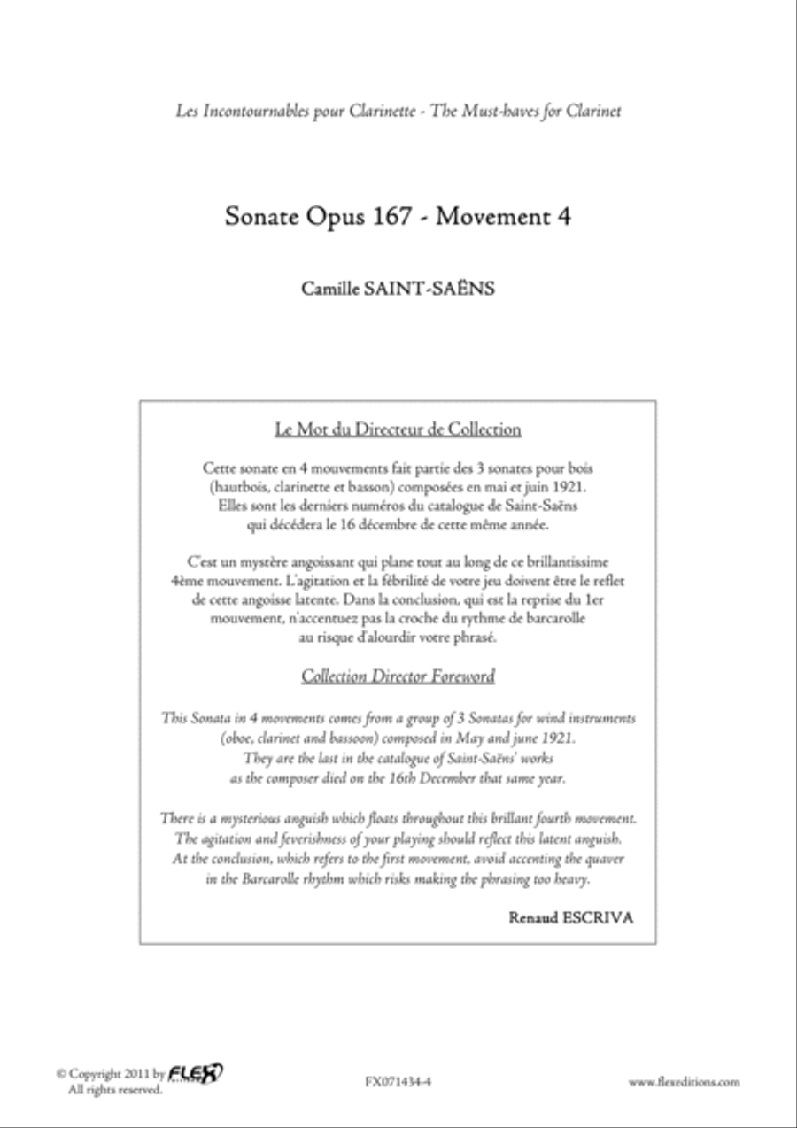 Sonata Opus 167 - Mvt 4 Sonata Opus 167 - Mvt 4 B-Flat Clarinet scores gallery preview page 2