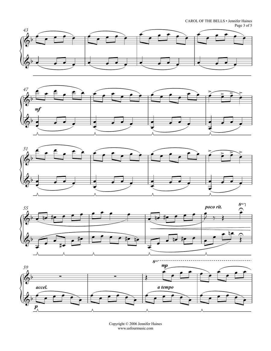 Carol Of The Bells Piano Solo scores gallery preview page 3