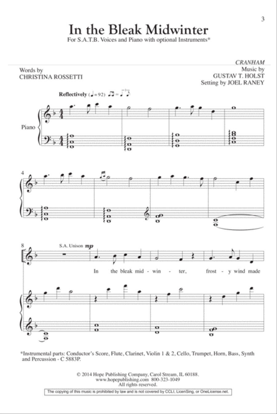 In the Bleak Midwinter 4-Part scores gallery preview page 3