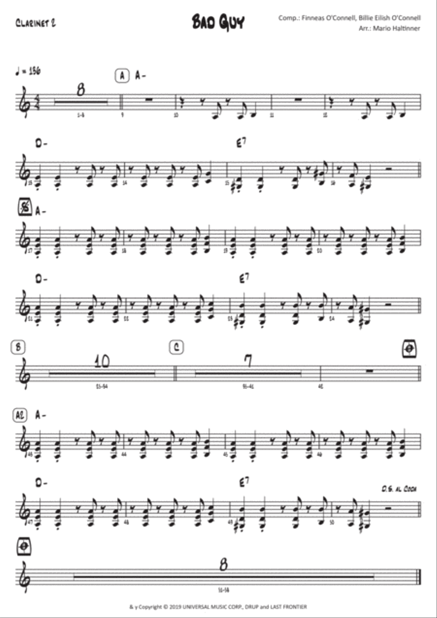 Bad Guy Clarinet Solo scores gallery preview page 4