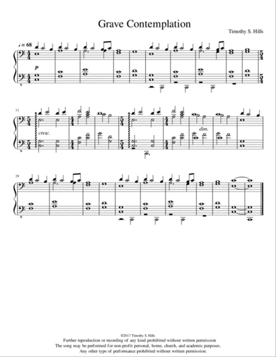 Grave Contemplation Grave Contemplation Easy Piano scores gallery preview page 1