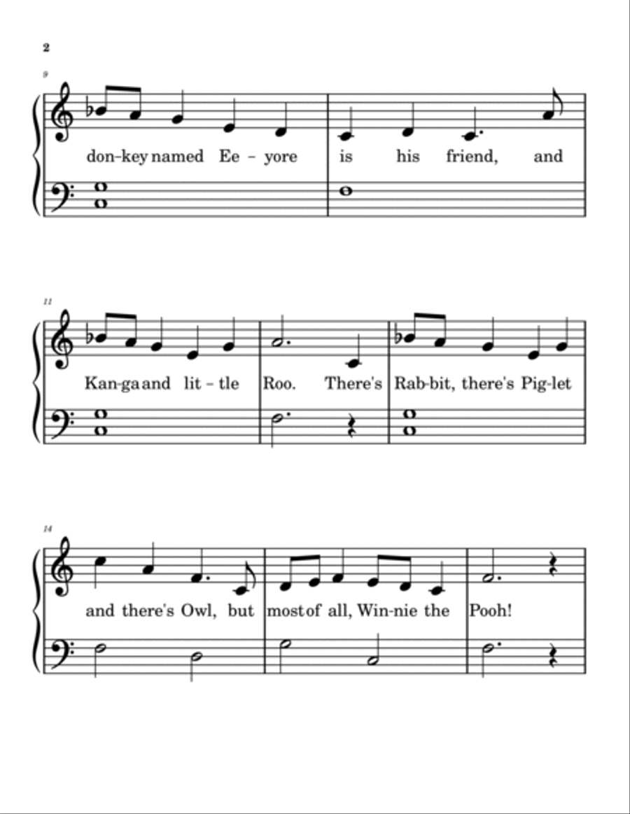 Winnie The Pooh Easy Piano scores gallery preview page 2