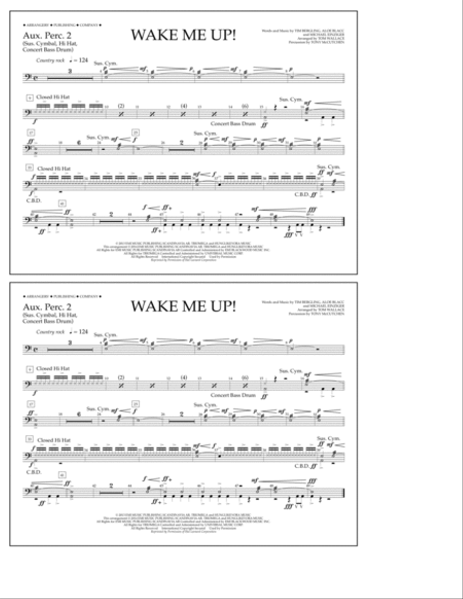 Wake Me Up! - Aux. Perc. 2 Marching Band scores gallery preview page 1