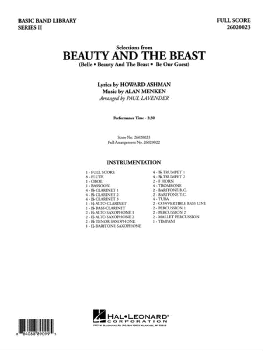 Selections from Beauty and the Beast Concert Band scores gallery preview page 2