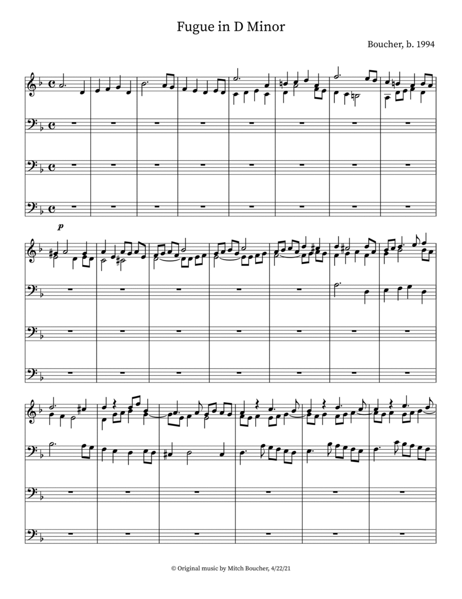 Fugue in D Minor Fugue in D Minor Organ Solo scores gallery preview page 1