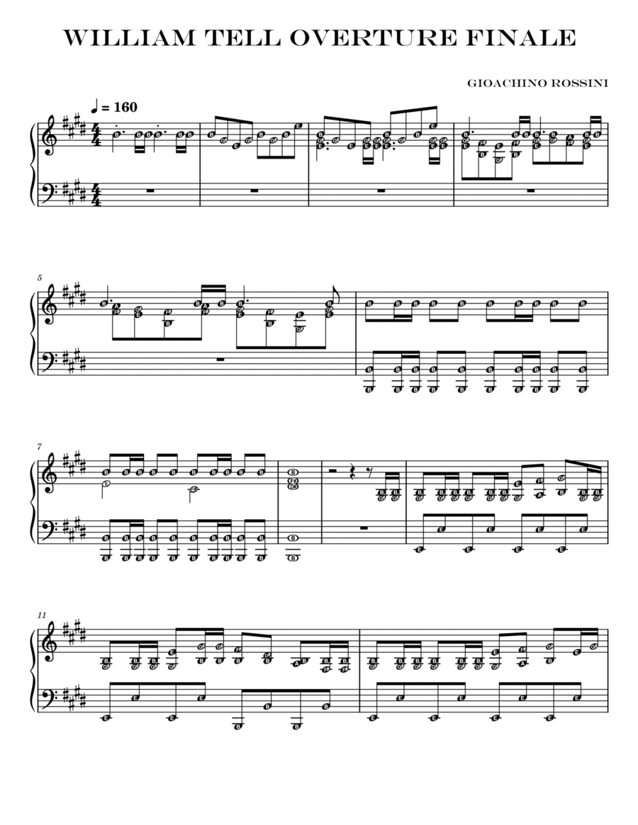 William Tell Overture Finale (advanced with note names) Self Learning Series Easy Piano scores gallery preview page 1