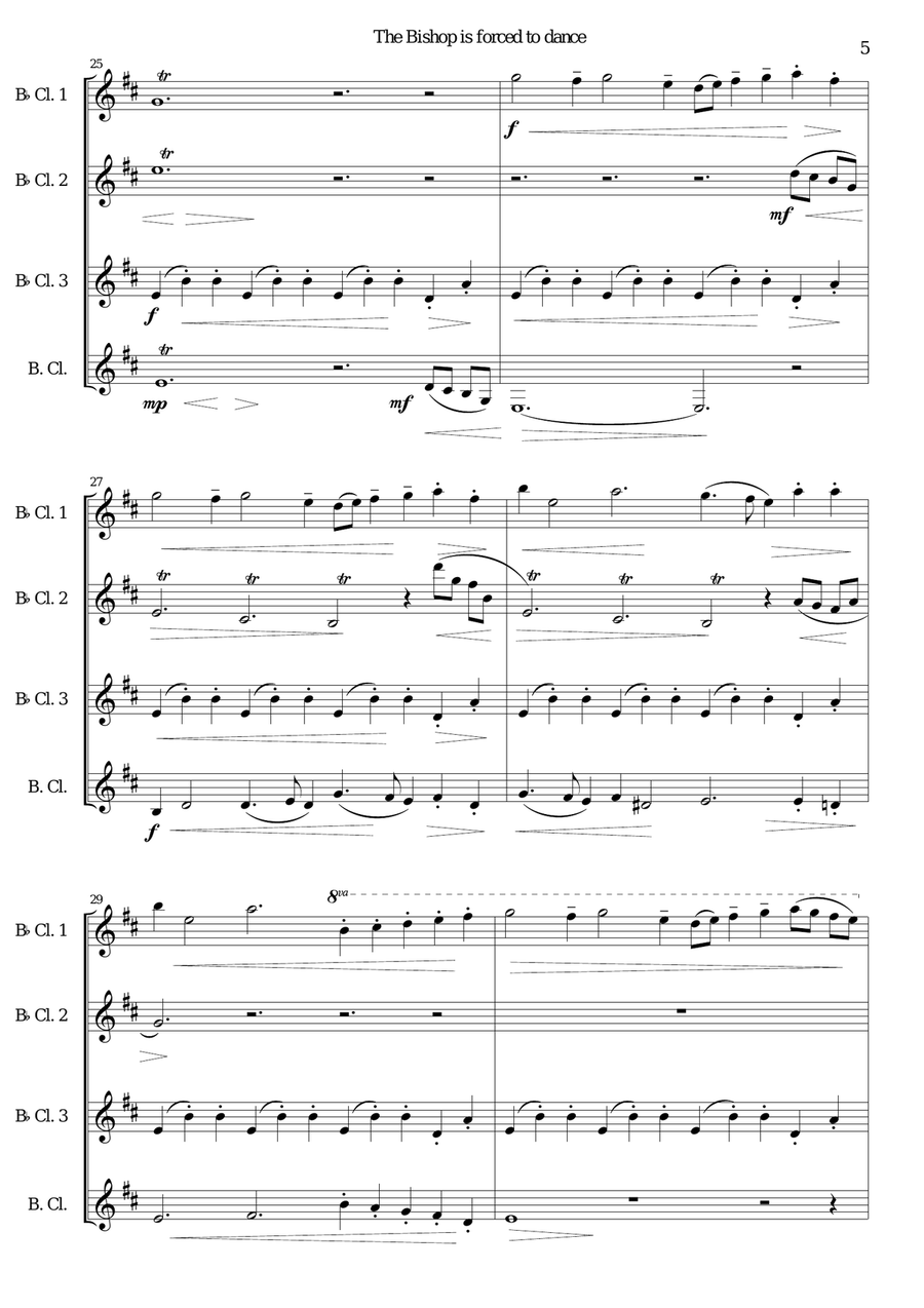The bishop is forced to dance for clarinet quartet Clarinet Quartet scores gallery preview page 5