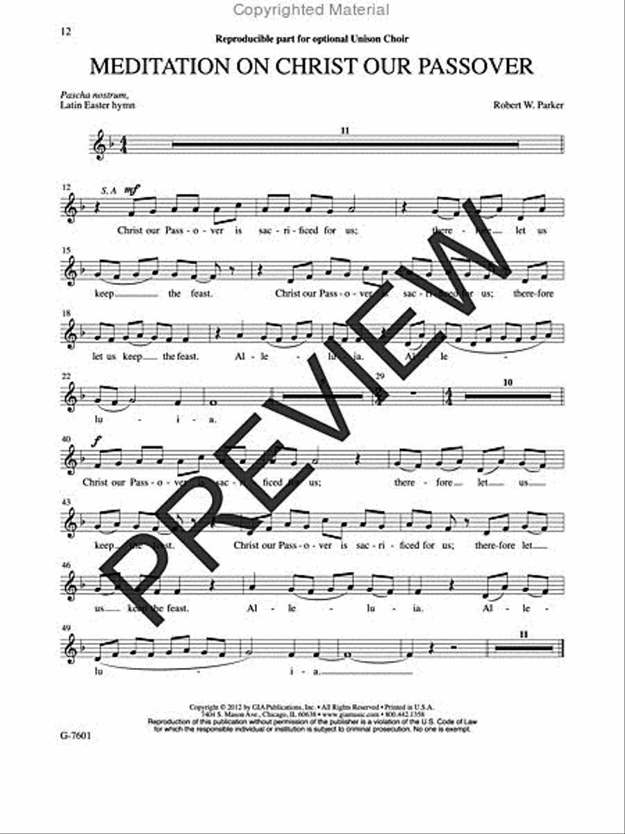Meditation on Christ Our Passover Unison Choir scores gallery preview page 12