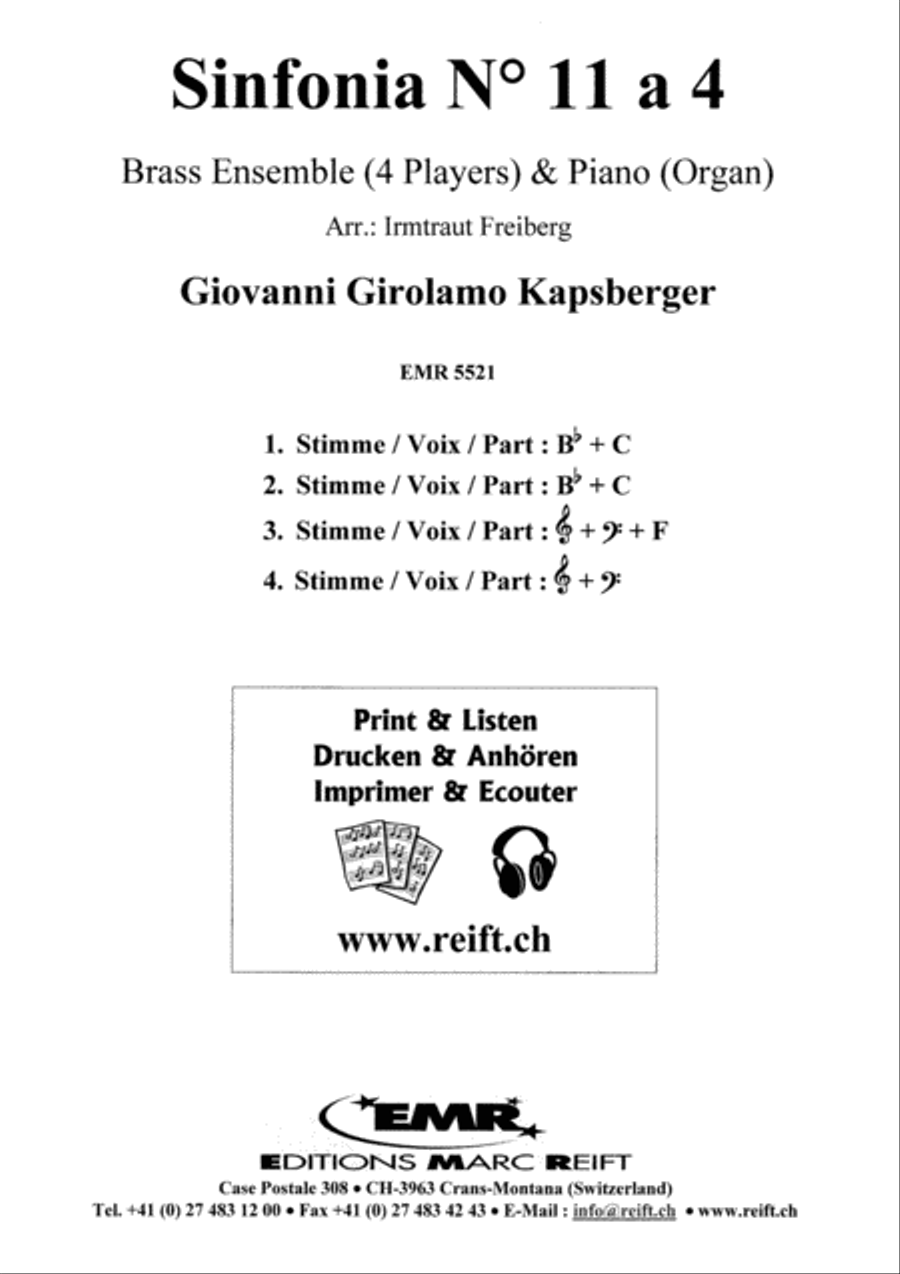Sinfonia No. 11 a 4 Brass Ensemble scores gallery preview page 2