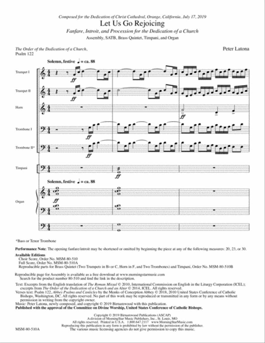 Let Us Go Rejoicing: Fanfare, Introit, and Procession for the Dedication of a Church Choir scores gallery preview page 1