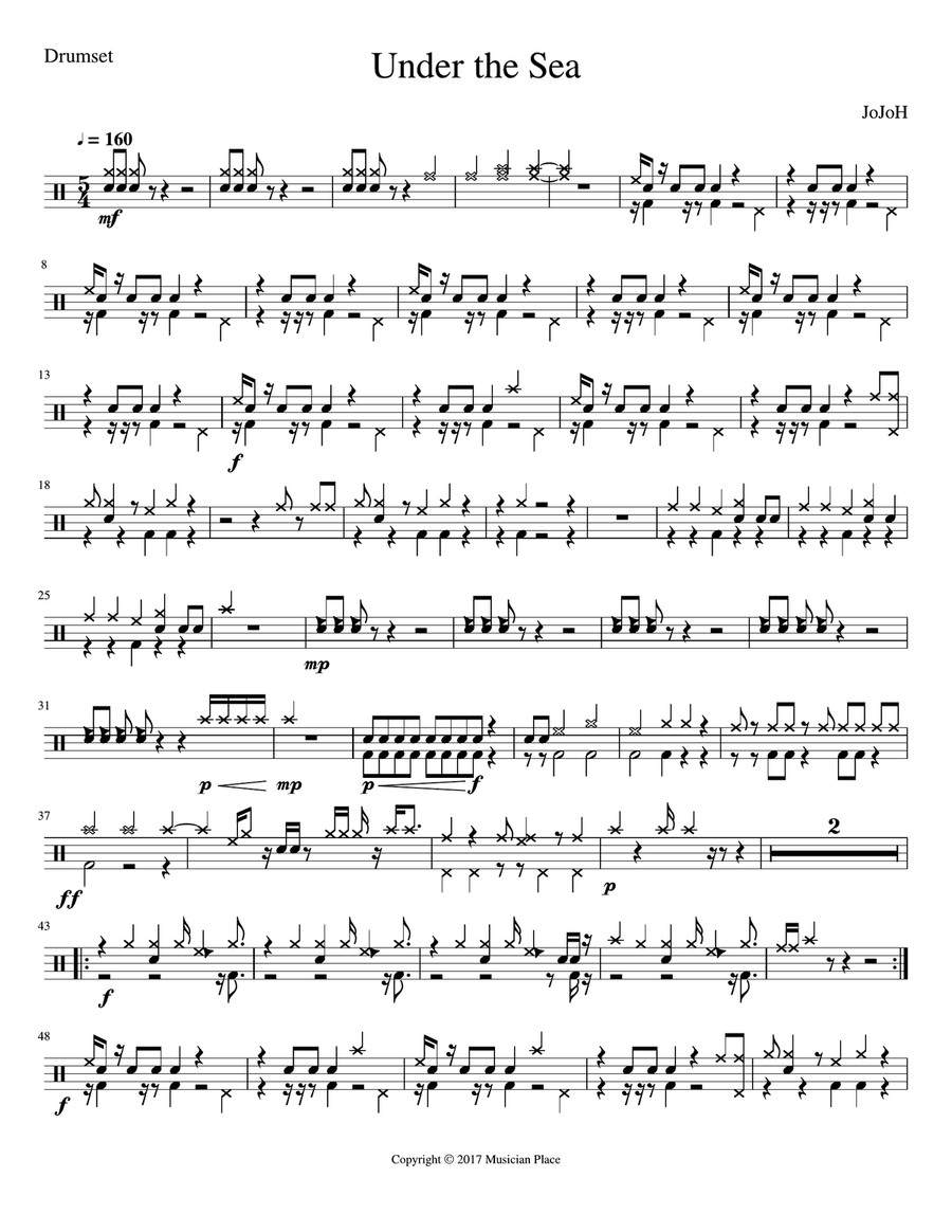 Under the Sea - Drumset Under the Sea - Drumset Jazz Ensemble scores gallery preview page 1