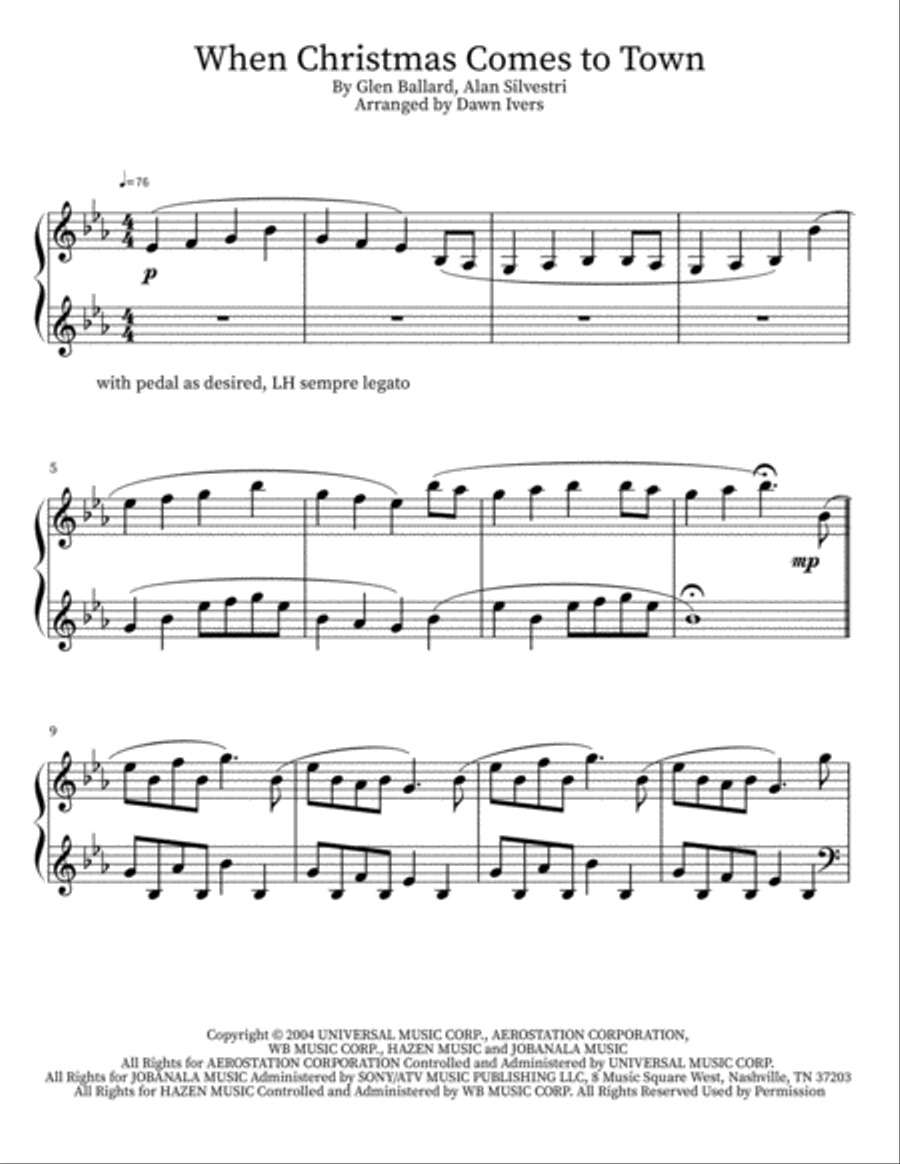 When Christmas Comes To Town Piano Solo scores gallery preview page 2