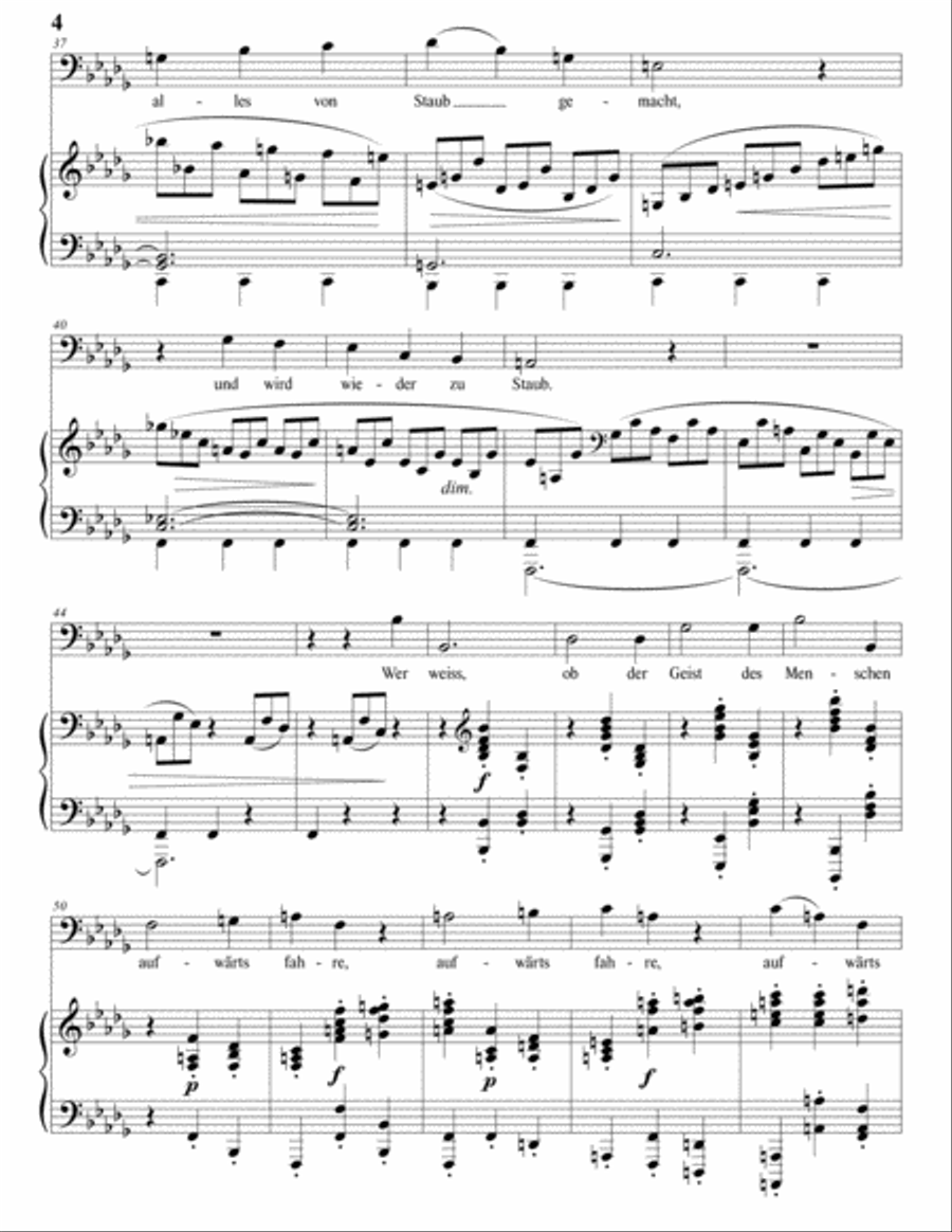 BRAHMS: Denn es gehet dem Menschen wie dem Vieh, Op. 121 no. 1 (in B-flat minor, bass clef) Voice scores gallery preview page 5