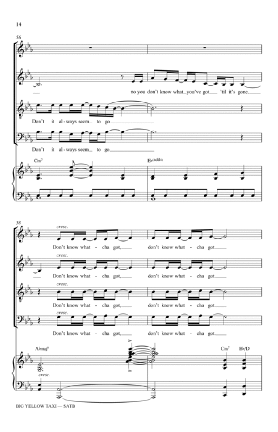 Big Yellow Taxi (arr. Adam and Matt Podd) 4-Part scores gallery preview page 14