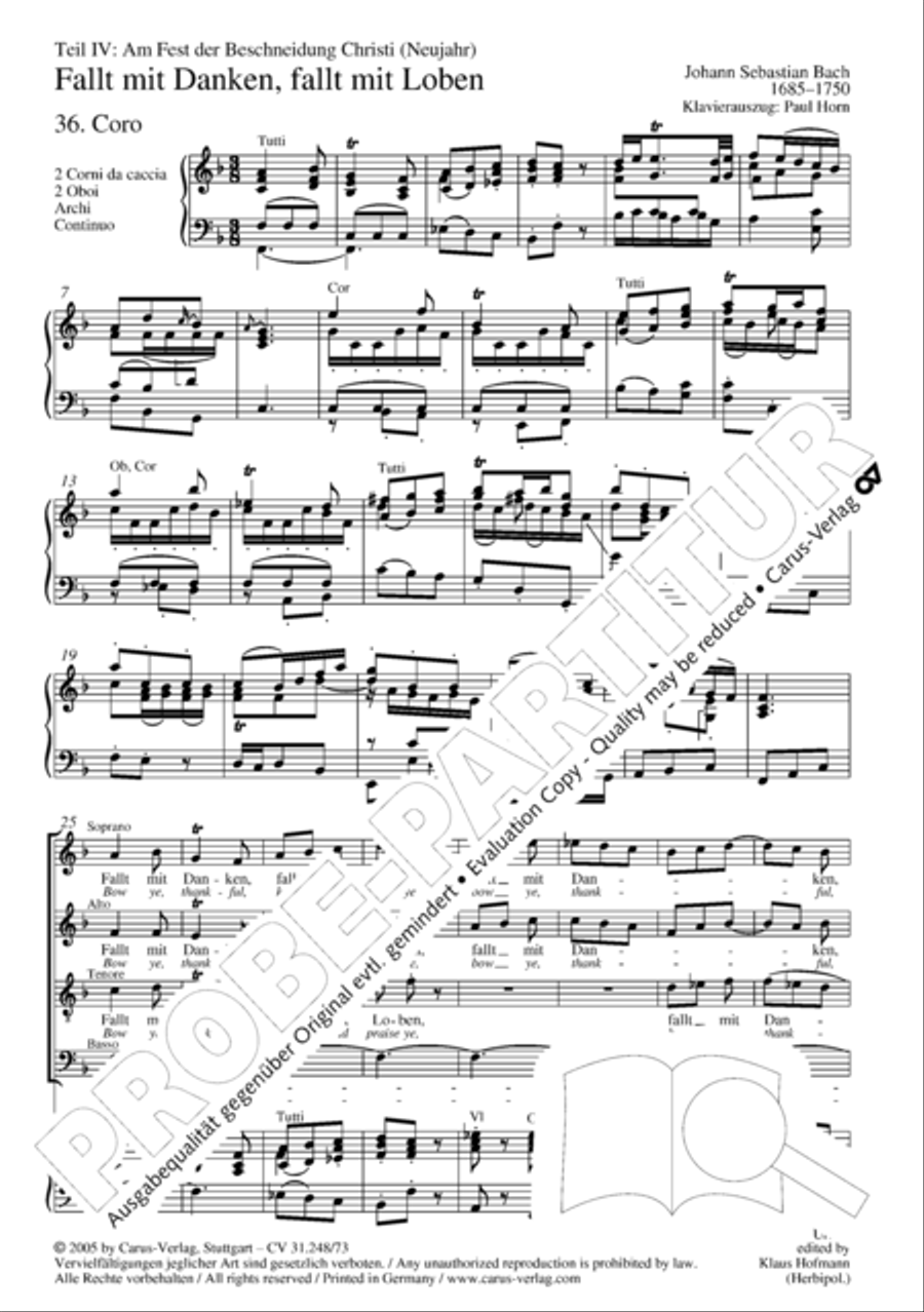 Christmas Oratorio (Weihnachtsoratorium, Teile IV-VI) 4-Part scores gallery preview page 6