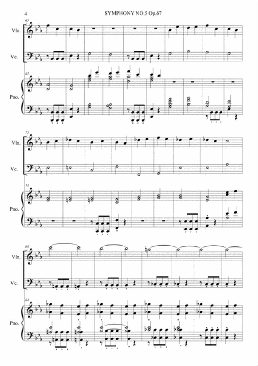 Symphony No.5 Op.67 Piano Trio scores gallery preview page 4