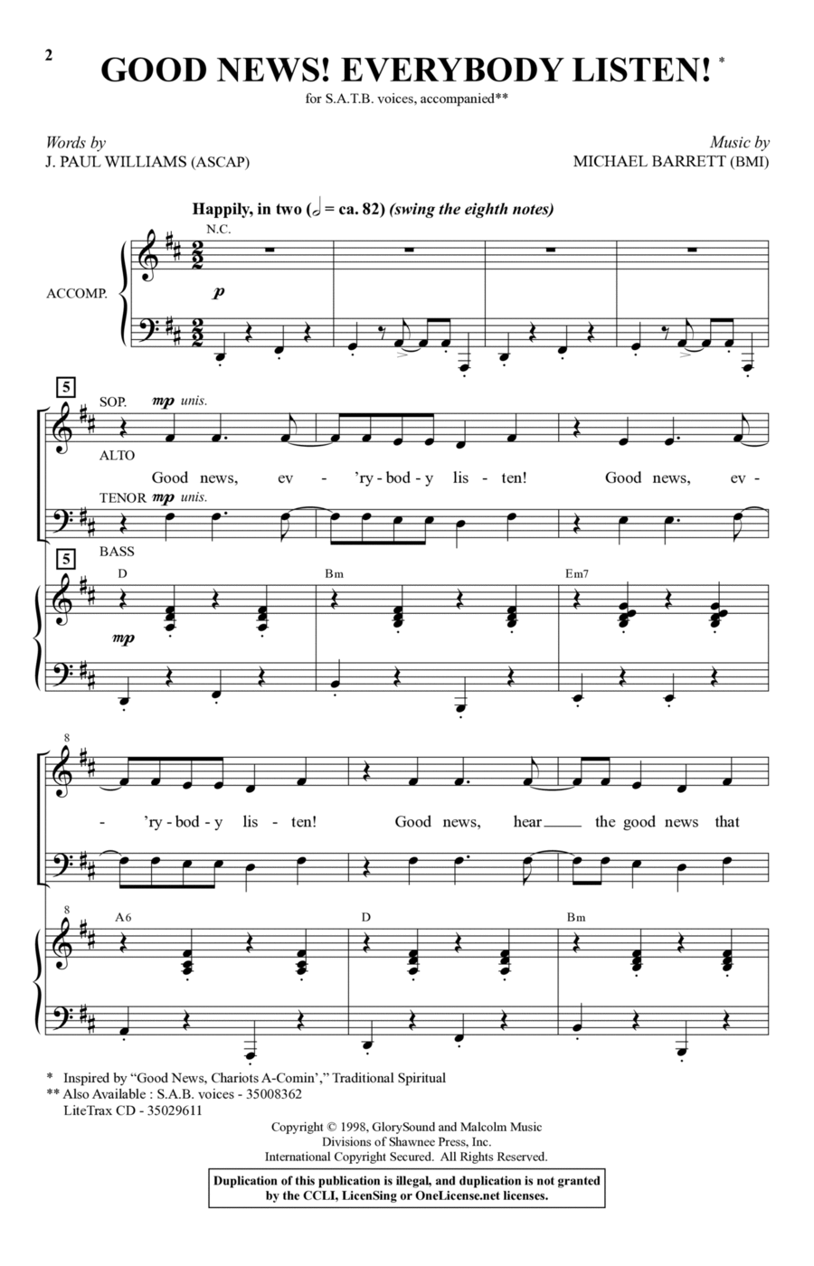 Good News! Everybody Listen! 4-Part scores gallery preview page 1