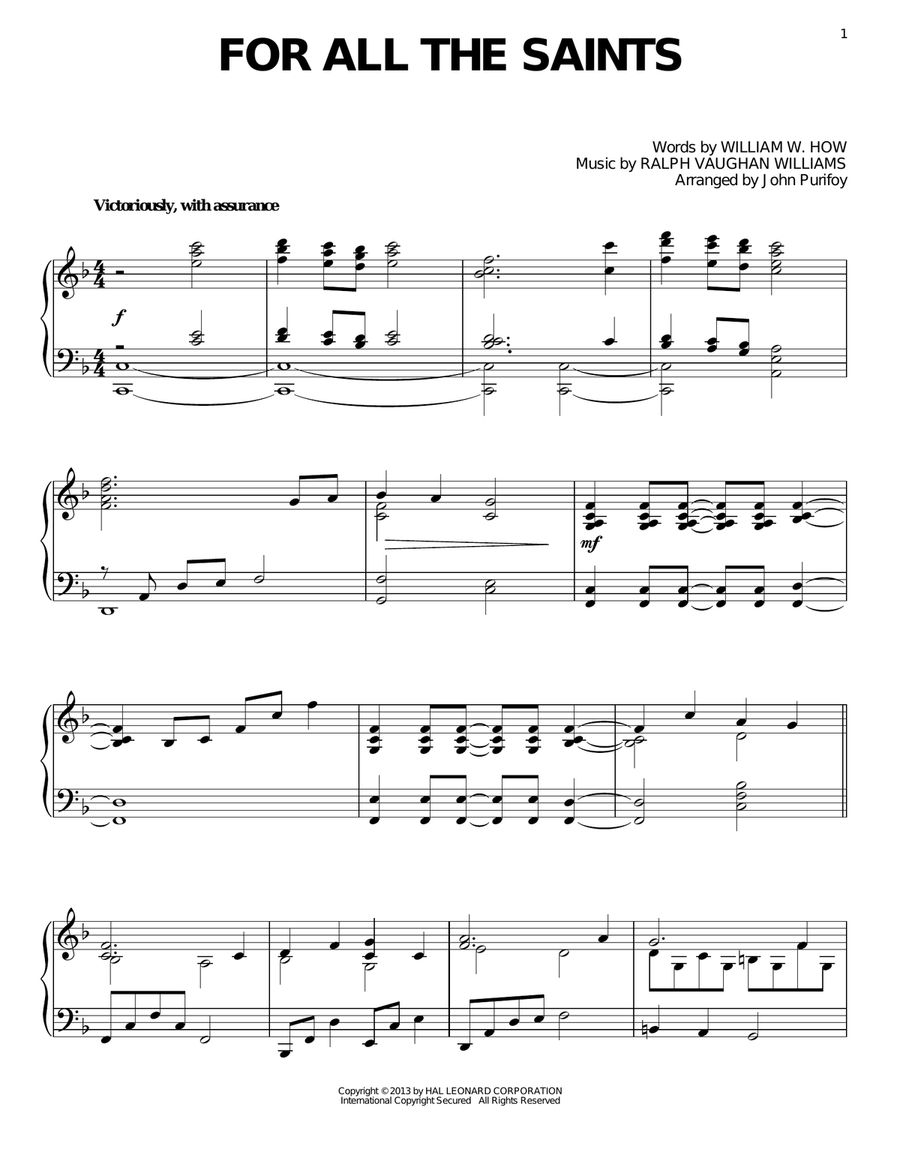 For All The Saints Piano Solo scores gallery preview page 1