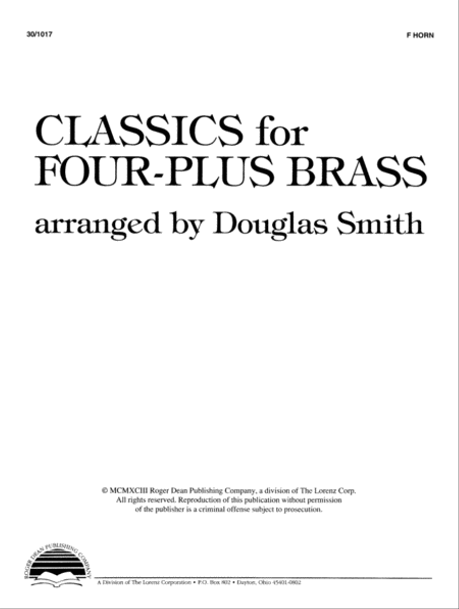 Classics for Four-Plus Brass - F Horn Brass Ensemble scores gallery preview page 3
