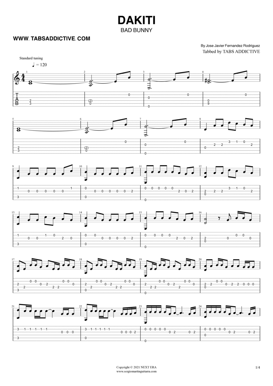 Dakiti Dakiti Electric Guitar scores gallery preview page 1