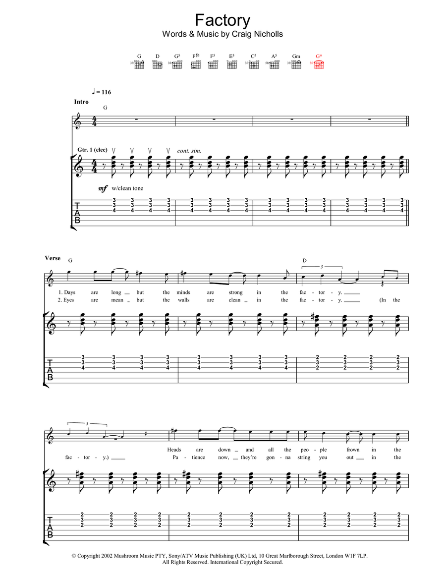 Factory Factory Acoustic Guitar scores gallery preview page 1