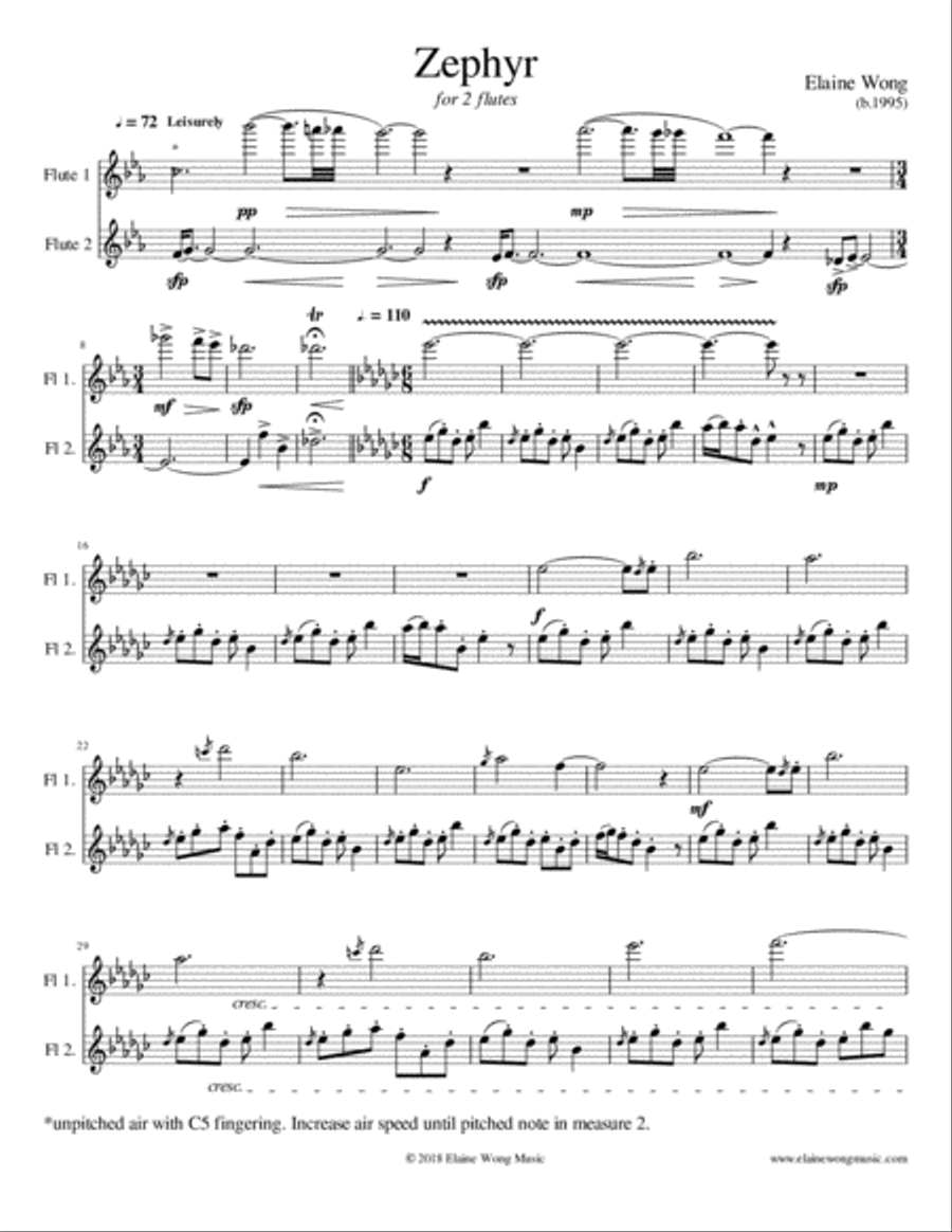 Zephyr: for 2 flutes Flute Duet scores gallery preview page 3